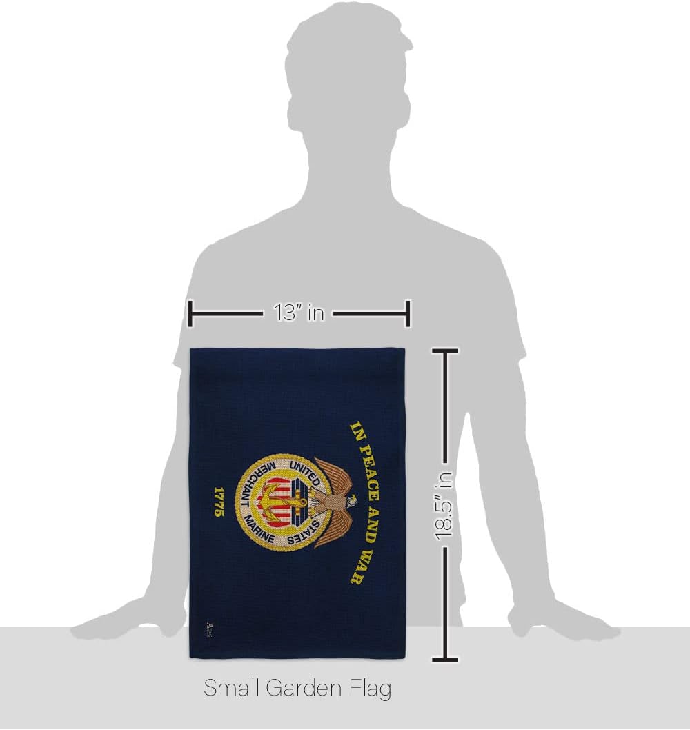 Merchant Marine Burlap Garden Flag - Set Wall Holder Armed Forces Corps USMC Semper Fi United State American Military Veteran Retire Official - House Yard Gift Double-Sided 13 X 18.5