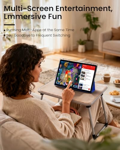 Image of 14 Inch Android 15 Tablet, 16GB RAM+256GB ROM, 1920x1200 FHD IPS Display, Widevine L1, 10000mAh Battery, 4G LTE, Wi-Fi & Bluetooth 5.0, Multi-Angle Stand Case & Stylus Pen,6ft Type-C Cable - Blue
