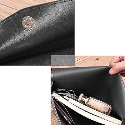 Enyuwlcm PU Leather A4 File Folder Document Holder Envelope Folder Case with Snap Closure for Receipt Contract Black