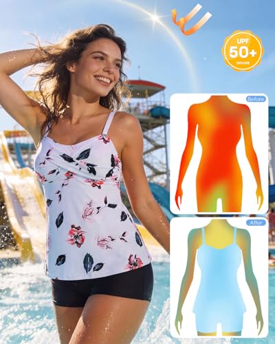 Image of Century Star 2026 Modest Tankini Swimsuits for Women | Tummy Control Two Piece Bathing Suit | Tops with High Waisted Shorts