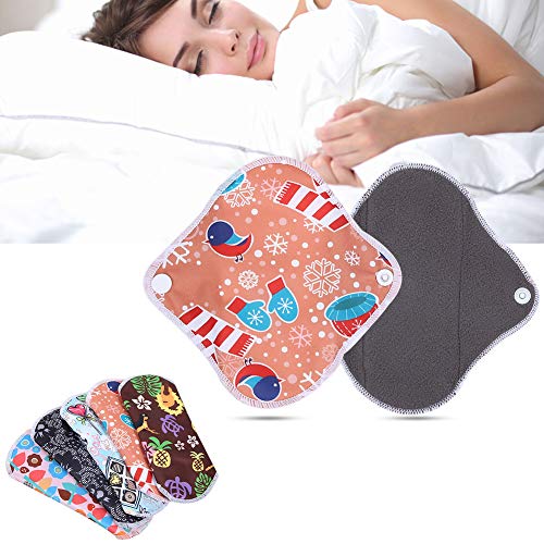 Pads For Women, Washable Reusable Pads Menstrual Waterproof Bamboo Charcoal Fiber Cloth Sanitary Pads For Sanitary Napkins Pads Menstrual Towel Mama Pad Postpartum Nursing Pads (H6-H10) #TOP6