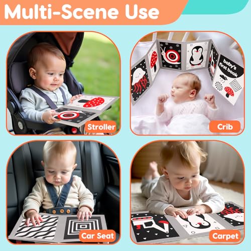 Image of Black and White Baby Toys Tummy Time Mirror High Contrast Book Flash Card