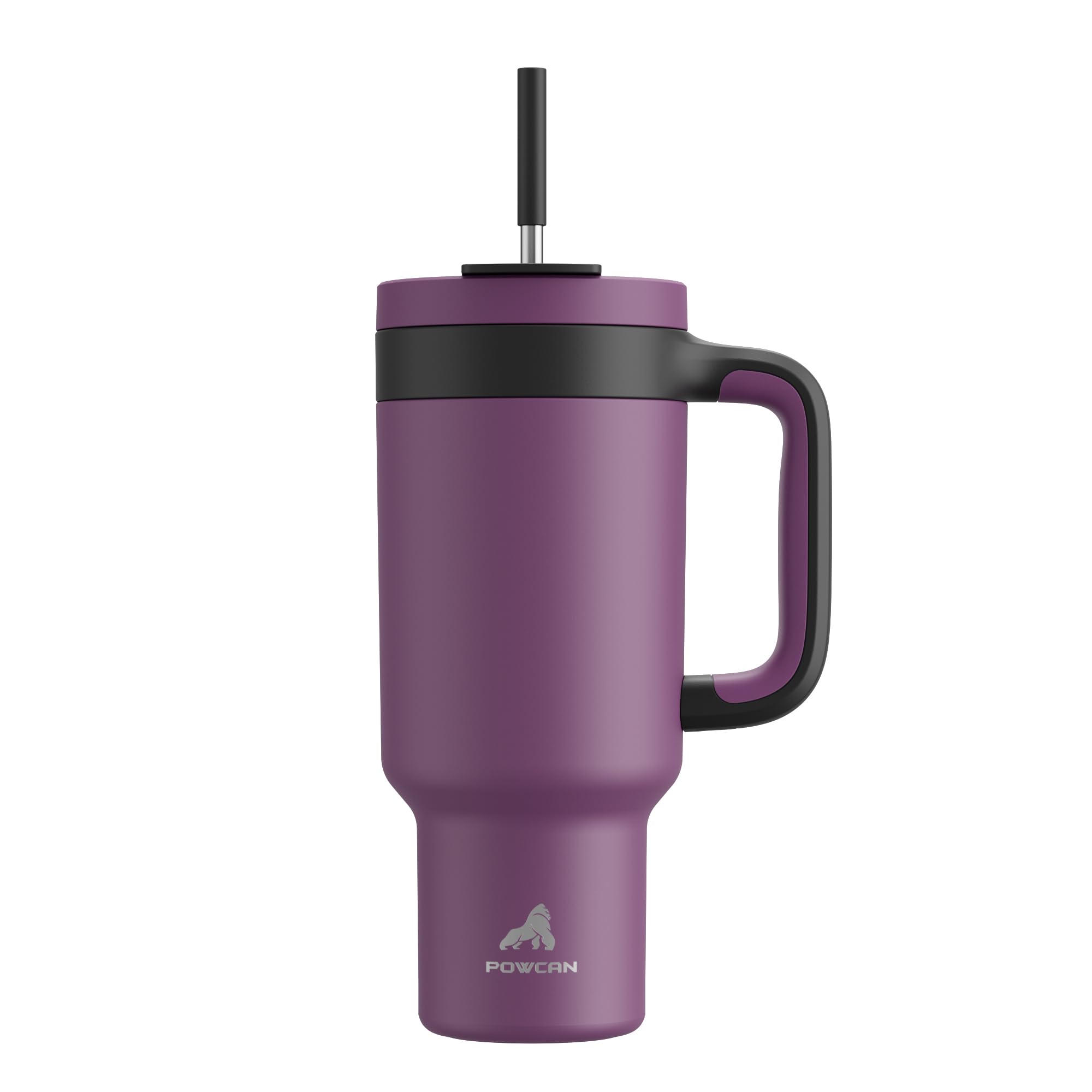 40 oz Tumbler with Handle, 2-in-1 Straw and Sip Lid, Leakproof, Dishwasher Safe, Insulated Stainless Steel Travel Coffee Mug, Keeps Cold for 34 Hours, Fits in Car Cup Holder (Plum)