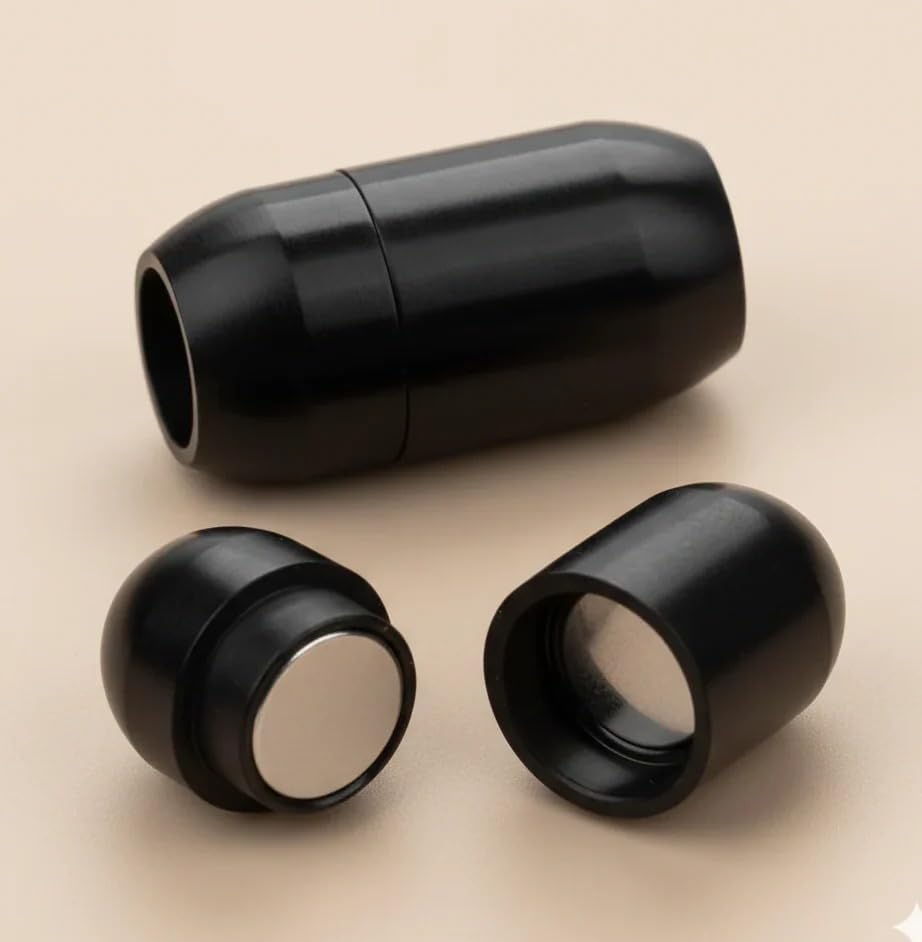 Image of Beadsnfashion 10 Pcs Strong Magnetic Tube Clasps - 17x9mm, 5mm Hole Size Black Finish | Premium Magnetic Clasp for Jewellery Making, Bracelets & Necklaces | Essential Jewelry Findings for DIY Crafting