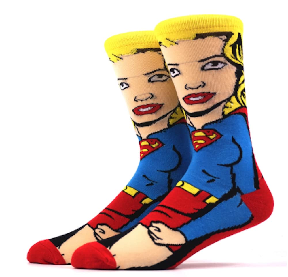 EZBSuperhero Character Crew Socks | Gift Idea for Women | Size 4-9 | Wonderwoman
