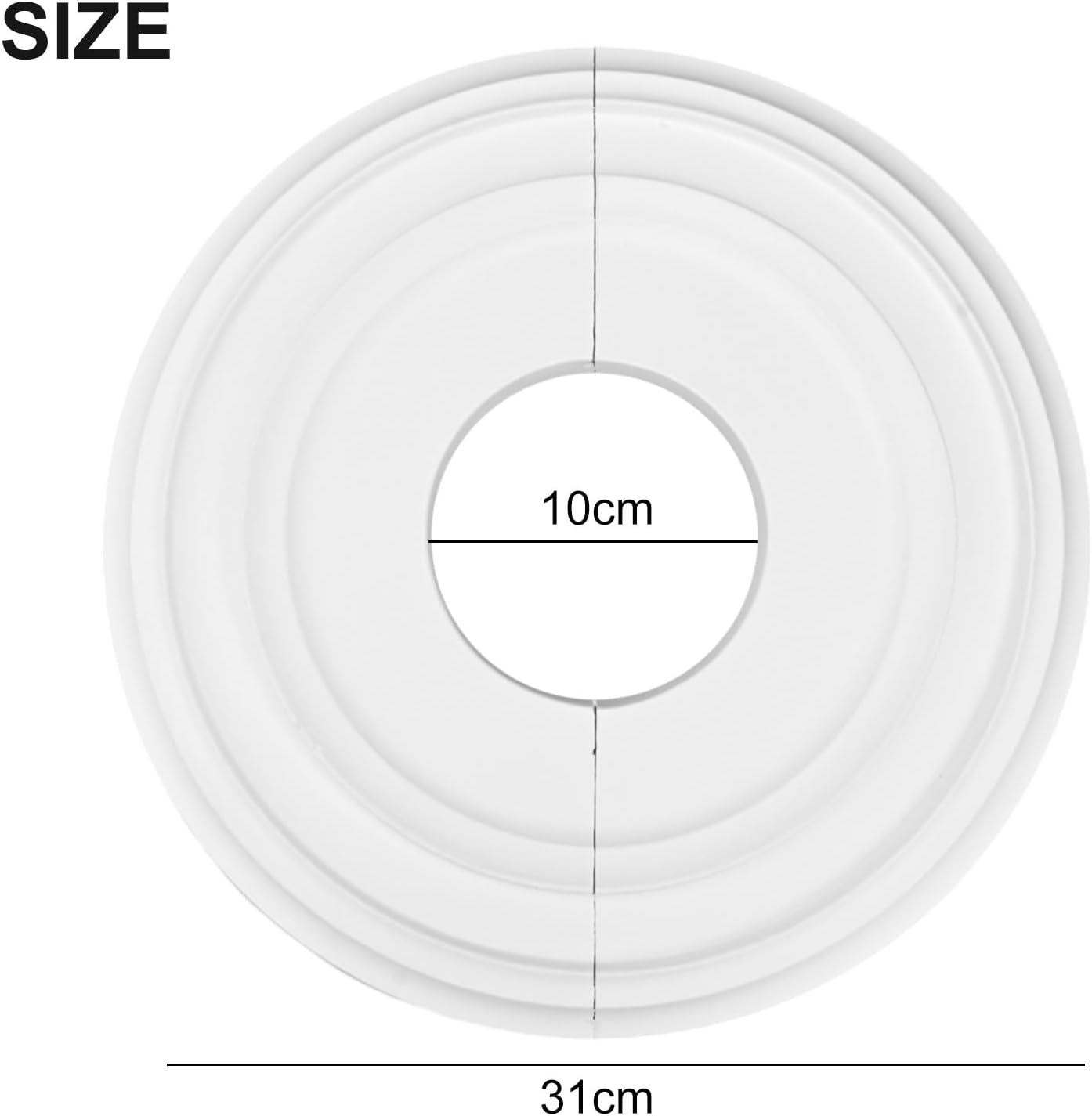 Round Ceiling Medallion 12 Inch Decorative Fan Light Fixture Cover Plate PU Molded Split Design With 4 Inch Center Opening White
