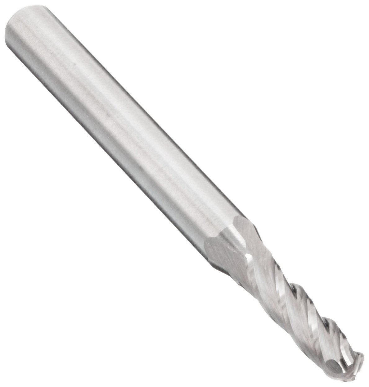 Melin Tool CCMG-B Carbide Ball Nose End Mill, Uncoated (Bright) Finish, 30 Deg Helix, 4 Flutes, 2