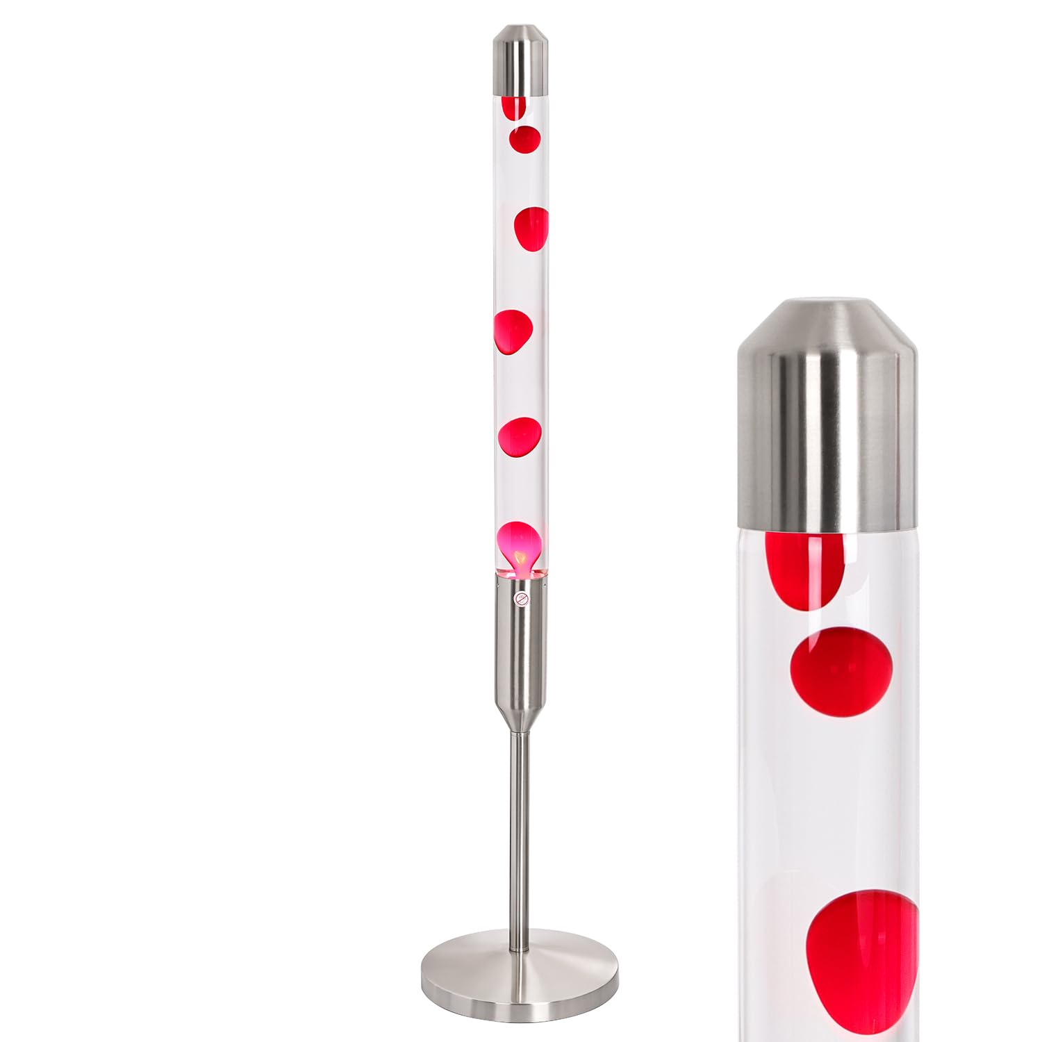 47.5-Inch Liquid Motion Lamp,Magma Lamp, Mood Relaxation Light，Suitable for Home Decoration, Living Room, Office, Bedroom, café (47.5 inch Clear Water red Wax/Silver)