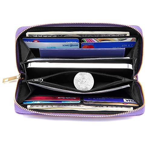Image of VOCUS Womens Wristlet Wallet Zip Around Clutch Wallet Large RFID Blocking PU Leather Bifold with Phone Holder for Travel
