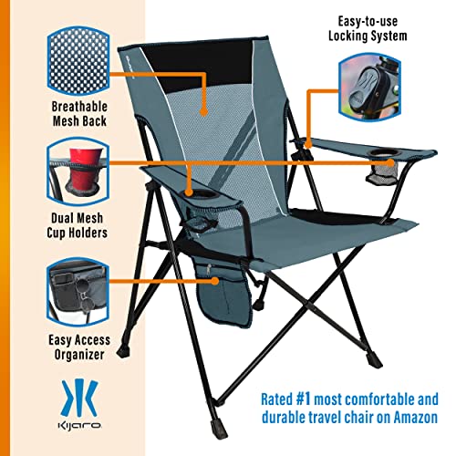 Kijaro Dual Lock Portable Camping Chairs - Enjoy The Outdoors With A Versatile Folding Chair, Sports Chair, Outdoor Chair & Lawn Chair - Dual Lock Feature Locks Position – Hallet Peak Gray #TOP2