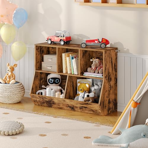 image for HOOBRO Kids Bookshelf, Bookcase Footboard, Toy Storage Cubby, 35.4