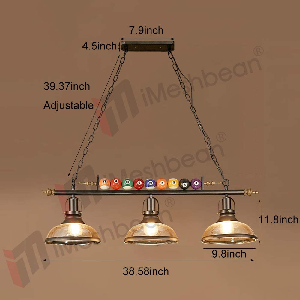 Hanging Pool Table Lights Billiards Table Light Fixture for 7' 8