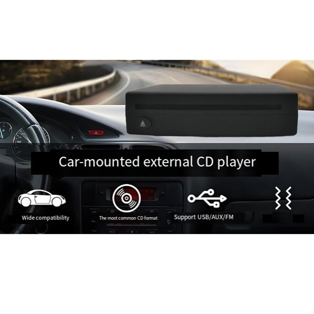 Lettore CD Universale per Auto e Camion, Esterno Tramite Porta USB, Versione Aggiornata con Adattatore Audio