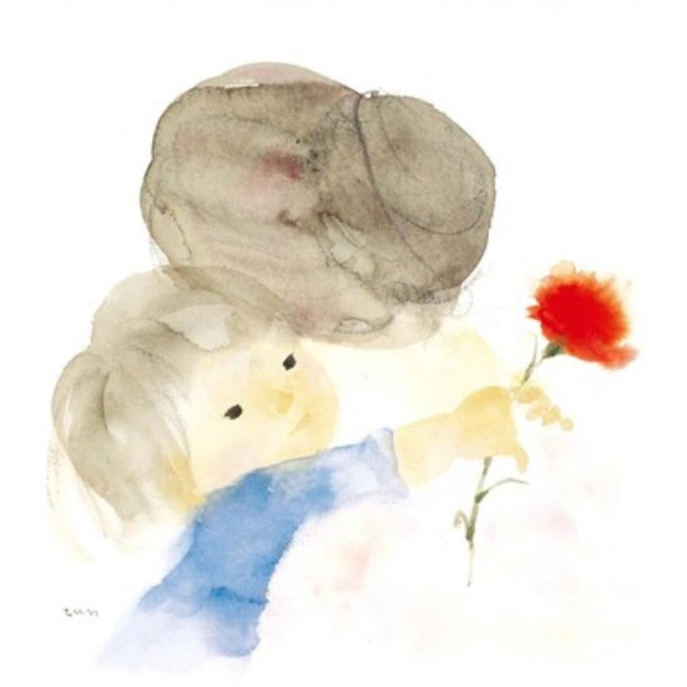 【希少】証明番号付き いわさきちひろ作 水彩画色紙 希少】証明番号付き いわさきちひろ作 水彩画色紙