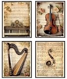 Locomiss Vintage Music Wall Art Decor, Classical Piano Violin Harp Musical Prints Posters for Music Room...