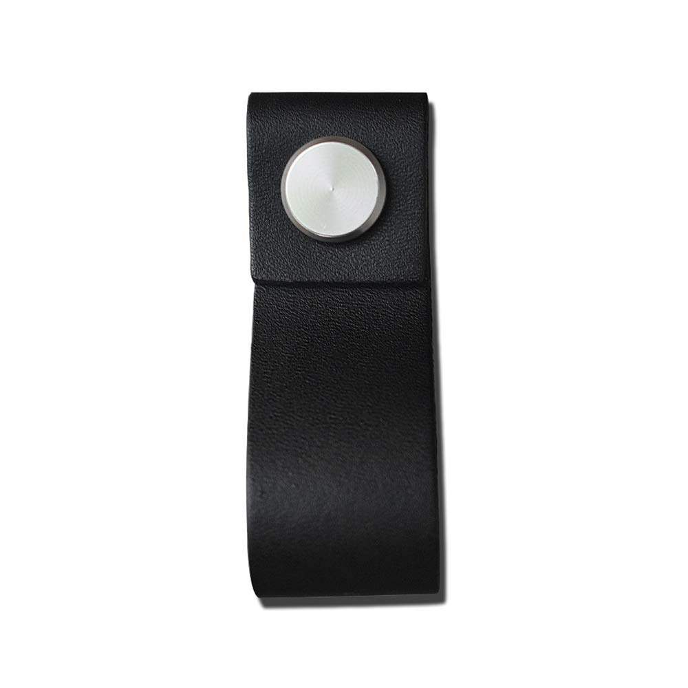 VOANZO 5PCS Leather Furniture Door Handle Modern Europe Style Pull Handle Knob for Doors Cabinets Suitcase Cabinet Door Leather Door Handle 26x195mm (Black) - Image 2