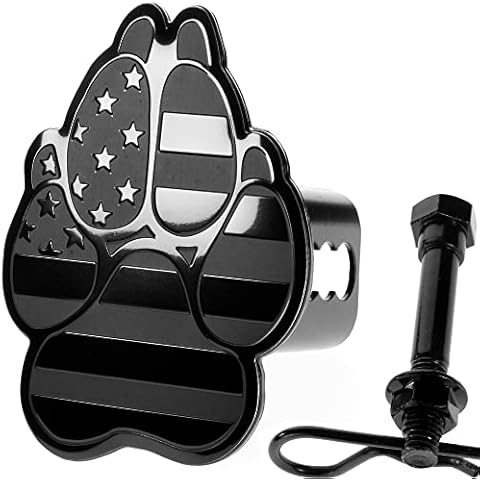 eVerHITCH K9 Dog Paw Print Flag Metal Trailer Hitch Cover Plug with Anti-Rattle Pin Bolt (Fits 2" Receivers, Black) Cover