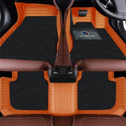 Image of Autofurnish Premium 9D Car Mat Full Set for KIA Carens Clavis (7 Seater) 2025 || Luxury Leather Dual-Stitch Full Set 9D Car Floor Mat || 100% Waterproof || Color : Tan Tan