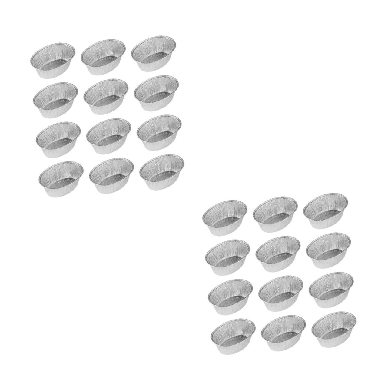 MUCKLILY 2sets Disposable Oval Tinfoil Trays for Baking Roasting Bbq Heavy Duty Kitchen Foil Bowls for Cooking Party Serving and Outdoor Grilling 125pcs*2