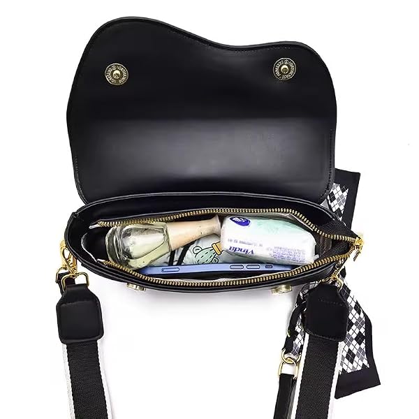Elvirka Crossbody Bag for Women - Small Vegan Leather Shoulder Purse, Lightweight Travel Mini Handbag with Bow Detail (Black) by Elvirka - Used condition - Image 3