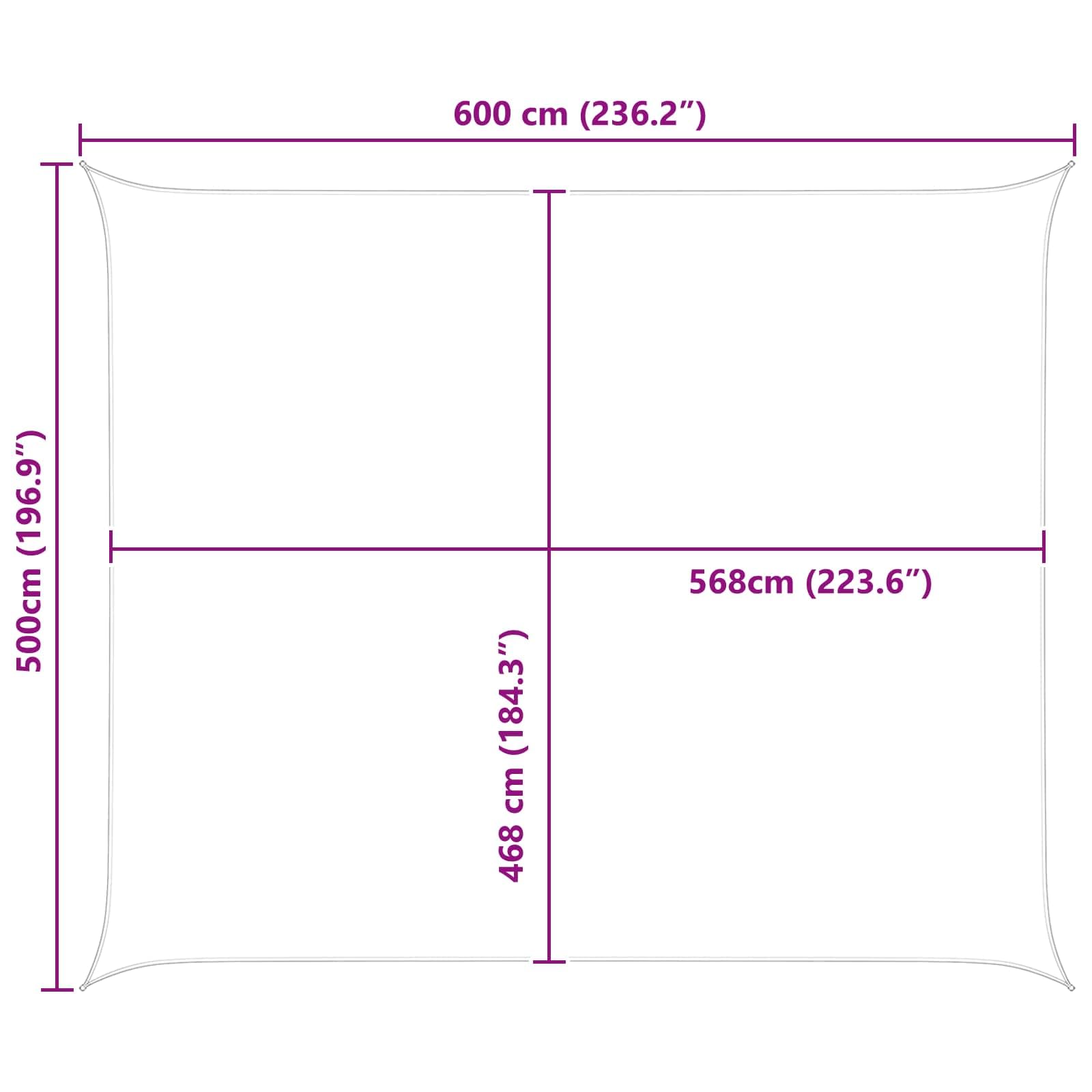 Jasnoszary i biały żagiel przeciwsłoneczny, 6 x 5 m, wodoodporny poliester Oxford, solarny na zewnątrz, na patio, ogród, taras, balkon, basen, ze stalowymi pierścieniami D