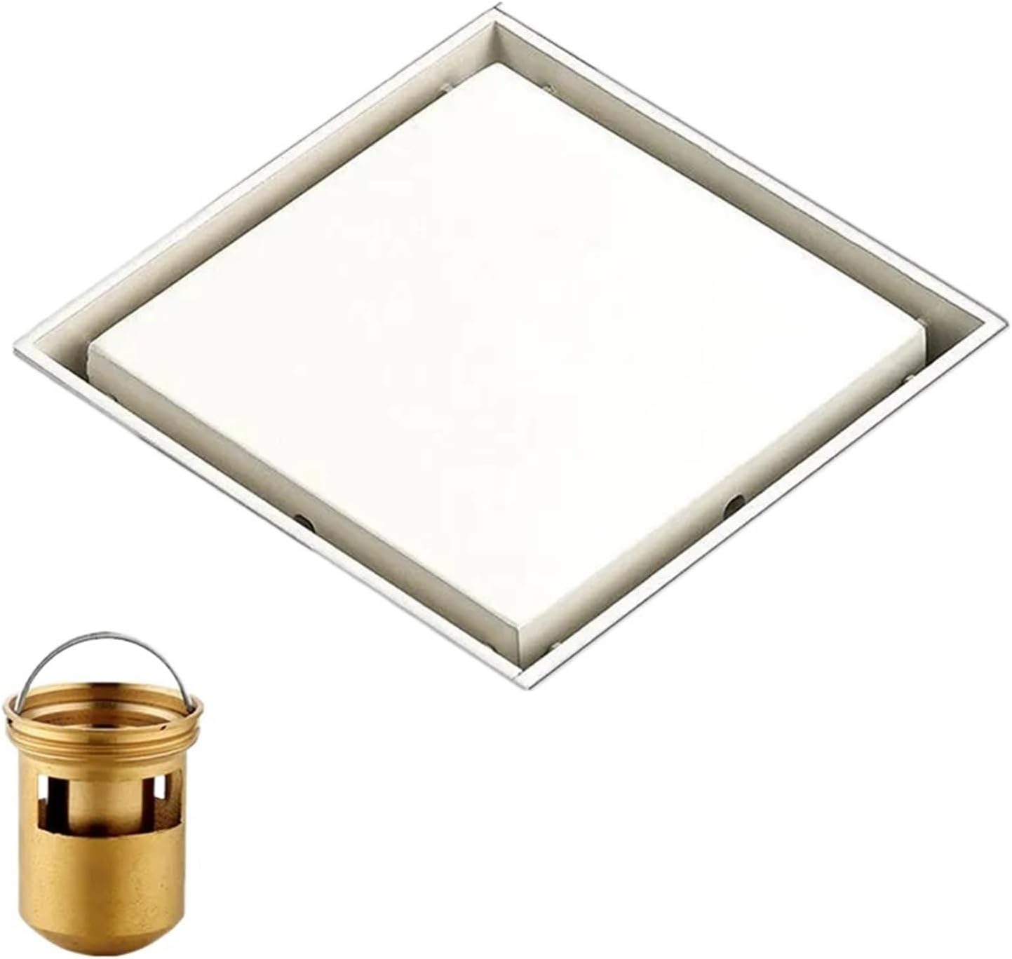 Bathroom Square Cover ， Hair Strainer Balcony Floor Accessories, Polished Chrome Shower Drain(Burgundy)