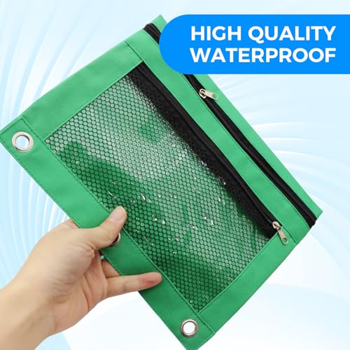 Image of 36Pcs Pencil Pouch for 3 Ring Binder - Pen Case 3 Hole Pencil Pouch Zipper Bag Holder Bulk Accessories Clear Window Aesthetic Organizer Pockets