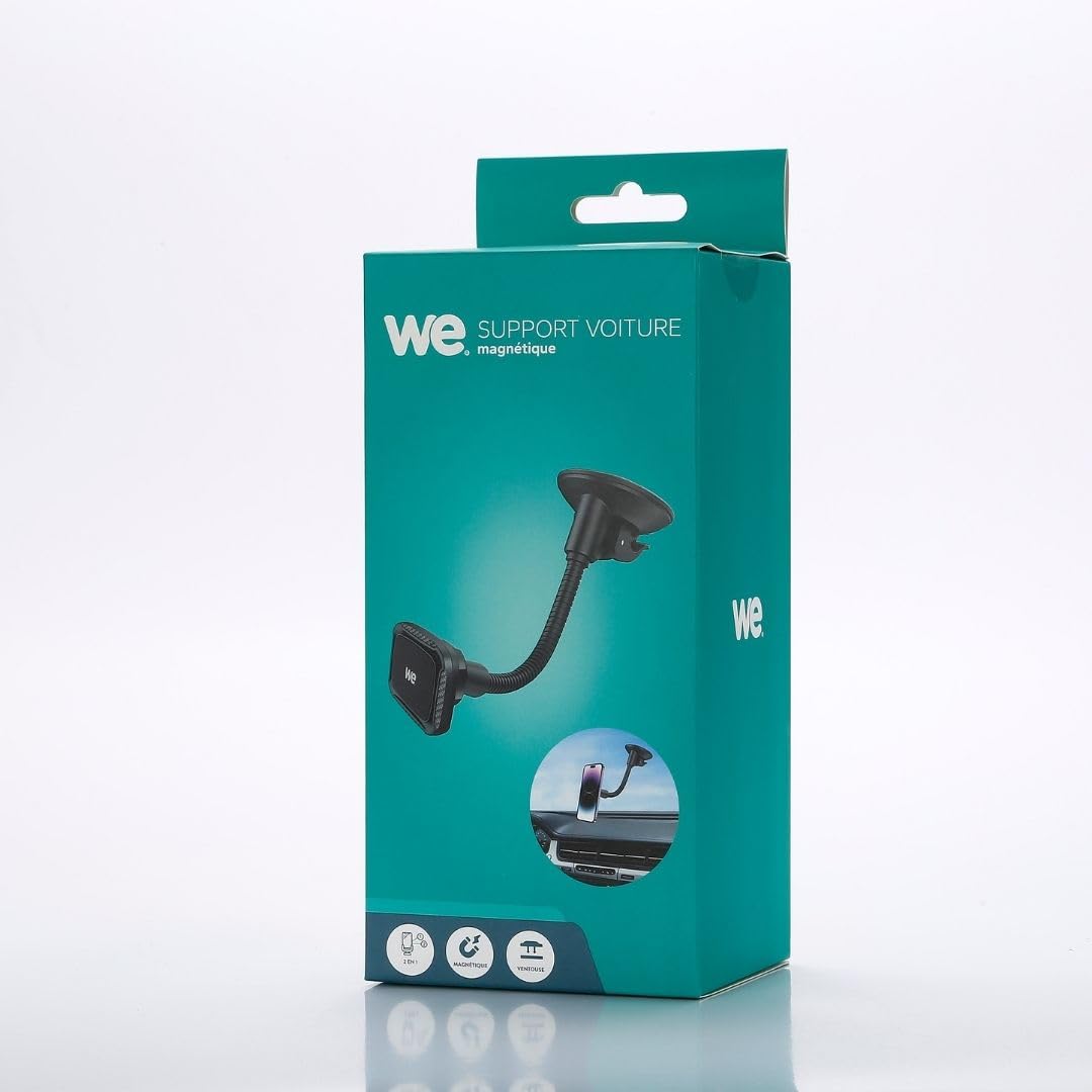 WE Supporto universale per smartphone da auto, fissaggio a ventosa, cruscotto + parabrezza, supporto magnetico, collo d'oca regolabile, girevole a 360°