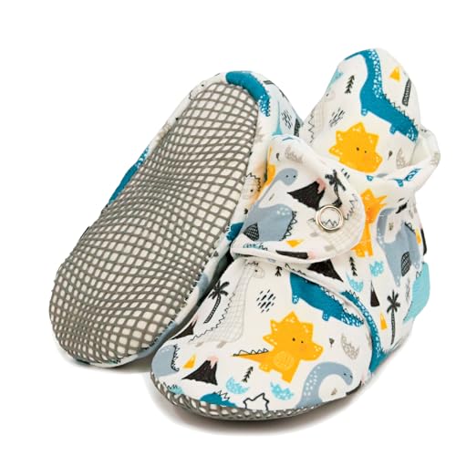 Ella Bonna Organic Cotton Baby Booties 18-24 Months Newborn Baby Slipper Toddler Shoes, Infant Girl Booties, Dino