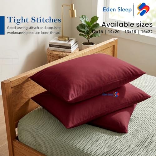 Image of Toddler Travel Baby Pillowcases, Pack of 2 Zipper Closure Pillow Cover 100% Cotton Small Pillowcase, 500 Thread Count Nersury Pillowcase for Kids 12x16 inch, Burgundy