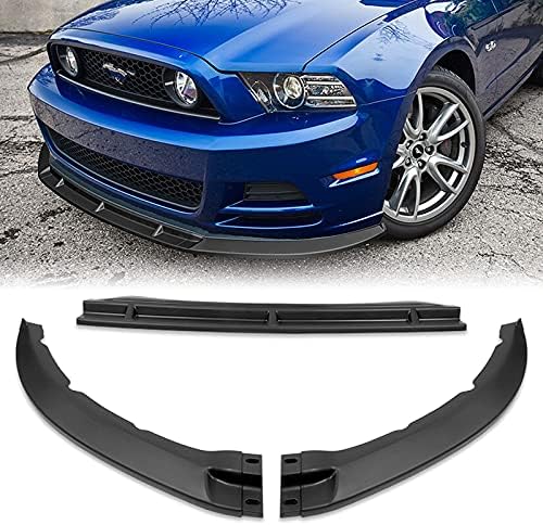 3PCS Front Bumper Lip Kit fit for compatible with 2013-2014 Ford Mustang V6/V8, GT-Style Splitter Trim Protection Spoiler, Air-Dam-Chin-Diffuser (Unpainted Matt Black)