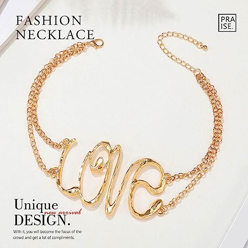 Jovono Love Choker Necklace Gold Collar Necklaces Letter Statement Necklace Chain for Women2