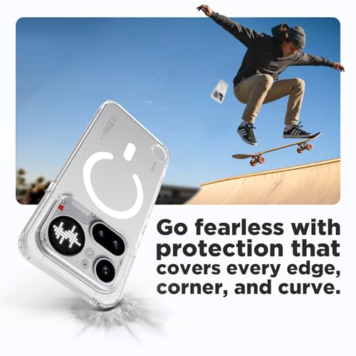 Image of RIGGEAR Shockproof Clear Hybrid Armor Magnetic Back Cover Case Compatible with MagSafe Accessories for Nothing Phone 4a Pro 5G (Transparent PC and TPU Bumper)