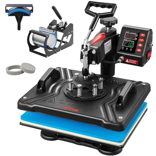 VEVOR 5 in 1 Heat Press Machine 12x15 Inch, 360° Swing Away Shirt...