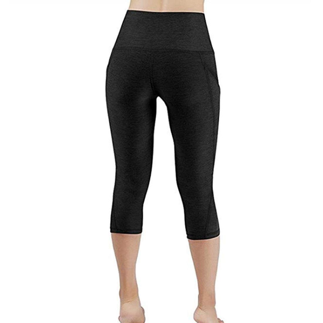Moda Mallas Pantalones Deportivos Leggings Mujer, Pantalones Deportivos De Siete Puntos para Correr, Control De Barriga, Polainas De Entrenamiento con Bolsillos para Mujeres Elegante