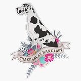 Crazy Great Dane Lady Vinyl Waterproof Sticker Decal Car Laptop Wall Window Bumper Sticker 5'
