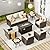 VICLLAX 8 Pieces Patio Furniture Set with 45-Inch Firepit, Outdoor Wicker Conversation Set with 3-seat Sofa, 4 Swivel Rocker and Metal Top Fire Pit Table & 2 Side Table for Garden, Beige Cushion