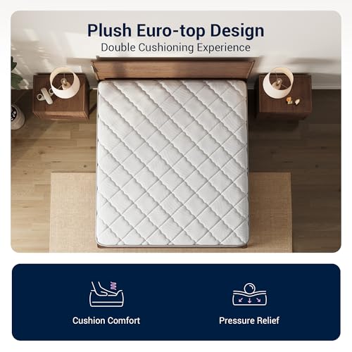 Image of Avenco 12 Inch Queen Mattress Individual Pocket Springs for Motion Isolation & Comfort Foam for Pressure Relief, Medium Firm, CertiPUR-US Certified