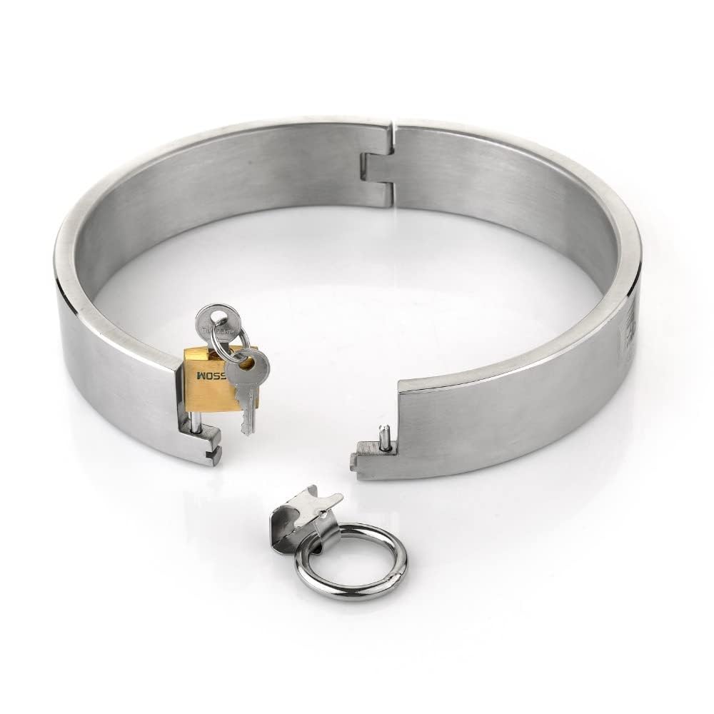 HeYie Metal collar lockable O-ring sex collars luxury/choker/collar/torture/fetish erotic sex toys slave for couples, women men SM extreme bondage sets metal collar (Color : 13.6cm, Size : Einheitsg