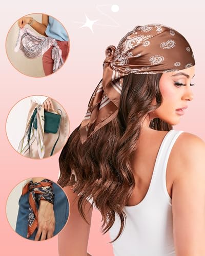 27.5" Silk Hair Scarf for Women Satin Bandana Square Head Scarf for Sleeping Women Head Wrap3