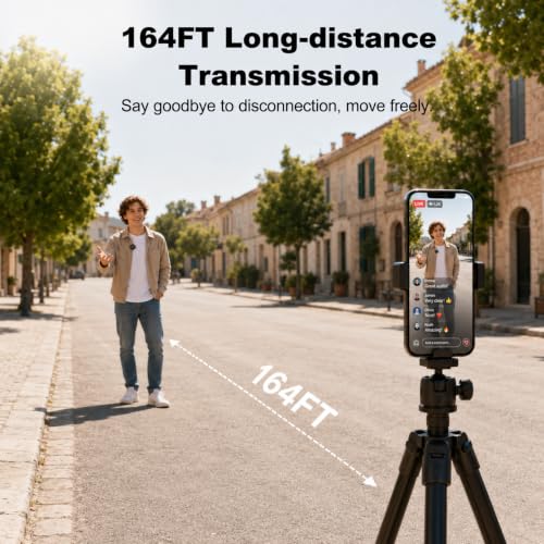 Image of VELOMAX Mic for YouTube Wireless, 3-Level Adjustable Noise Reduction Mics Wireless with Magnetic Clip, Type-C with 2 Mics & Charging Case, 164FT Range, 64H Battery for Creators and Vloggers