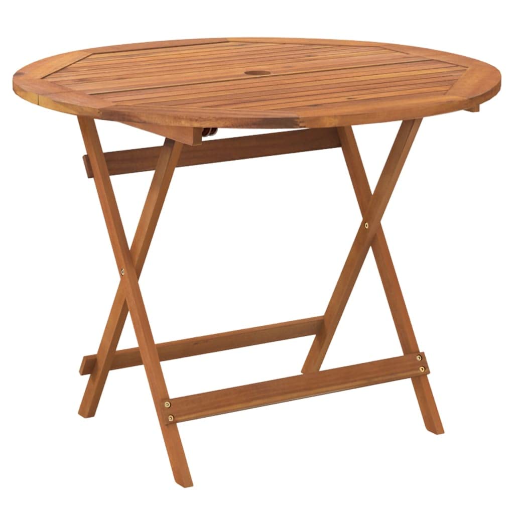 vidaXL Tavolo da Giardino Pieghevole Ø 90x75 cm Legno Massello Acacia