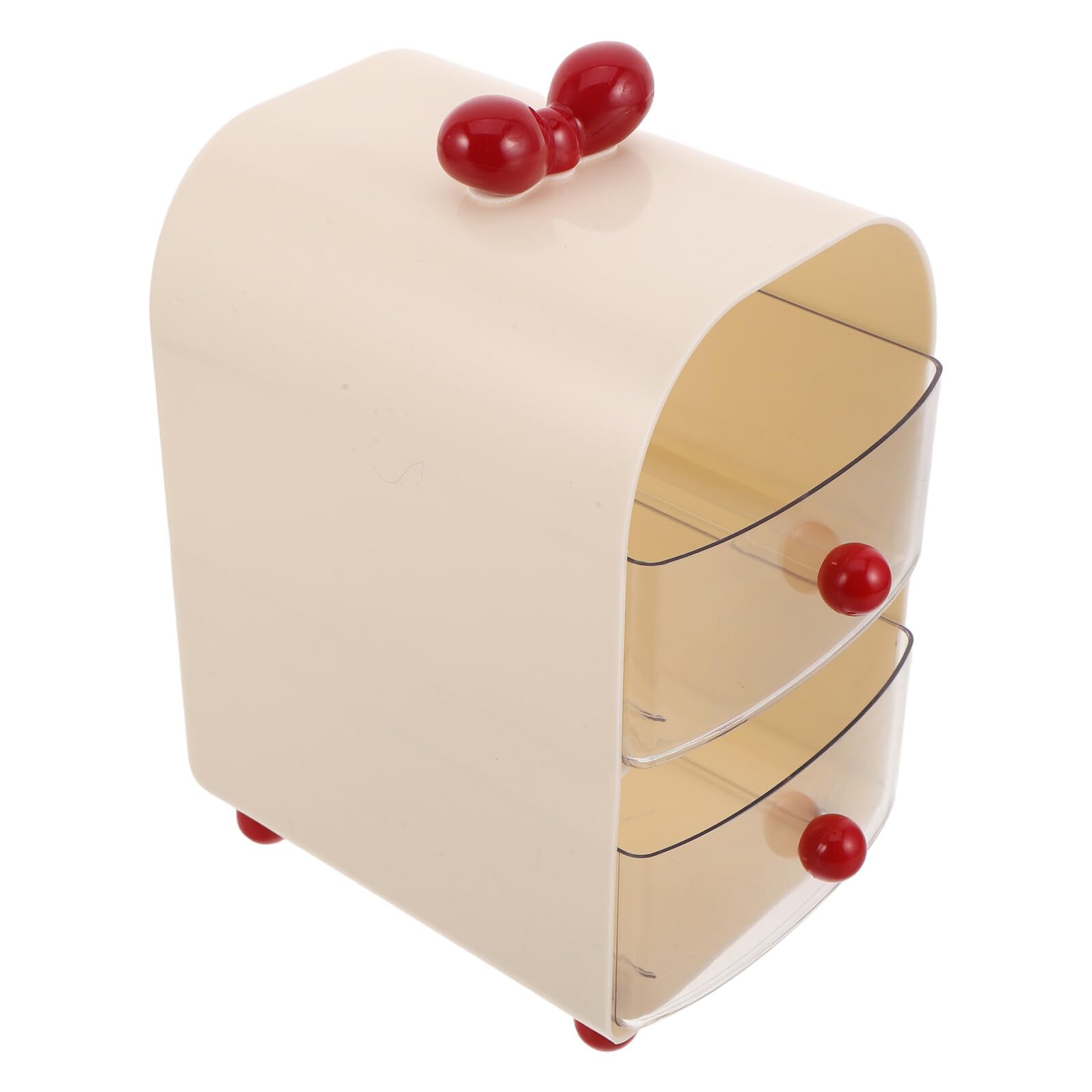 Rangement compact blanc lait avec tiroirs pour fournitures et maquillage sur le plan de travail