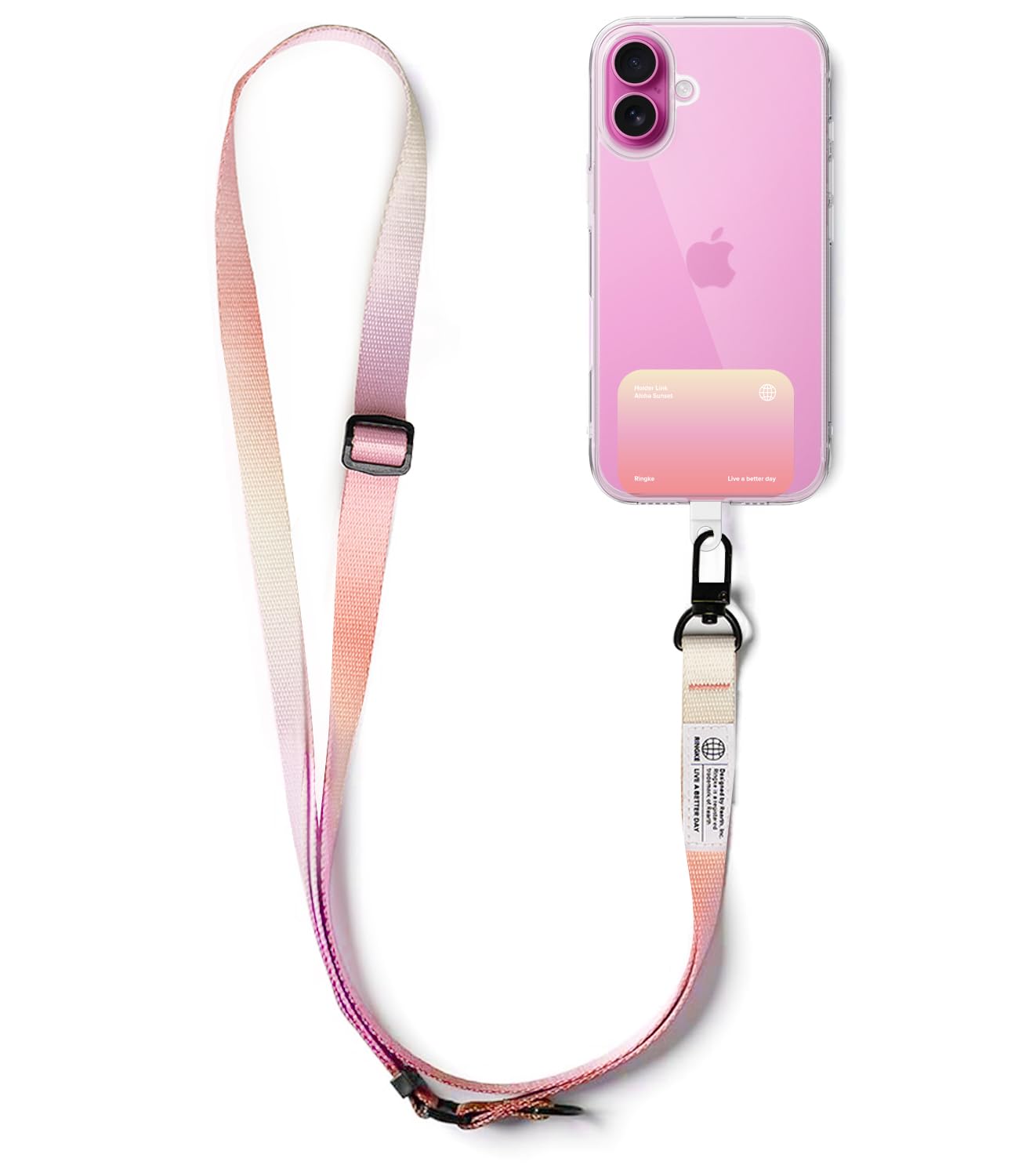 Ringke Holder Link Snap Hook Lanyard for Universal Cell Phone Case, Adjustable Crossbody Phone Lanyard