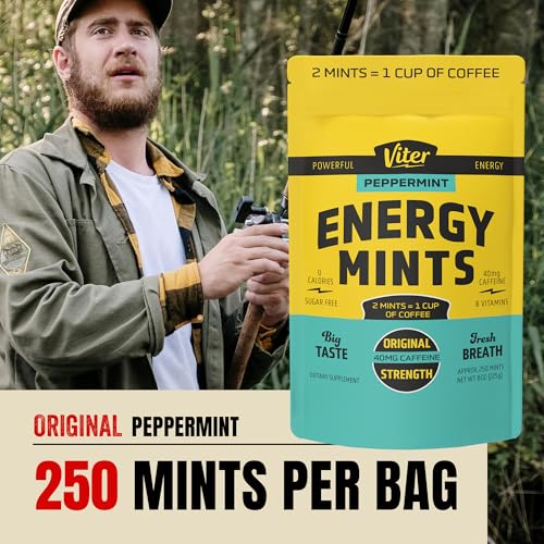 Image of Viter Energy Caffeinated Mints 40mg Caffeine, B Vitamins, Sugar Free. (Peppermint, 8oz, Bulk Bag)