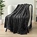 PAVILIA Plush Sherpa Throw Blanket for Couch Sofa | Fluffy Microfiber Fleece Throw | Soft, Fuzzy, Cozy, Shaggy, Lightweight | Solid Black Blanket | 50 x 60 Inches