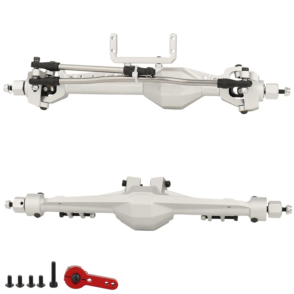 RZXYLRC SDM Version SCX10 III CNC Aluminum Front Rear Straight Complete Axle for 1/10 Axial SCX10 III TRX4 RC Crawler Car Upgrade Parts (Silver)