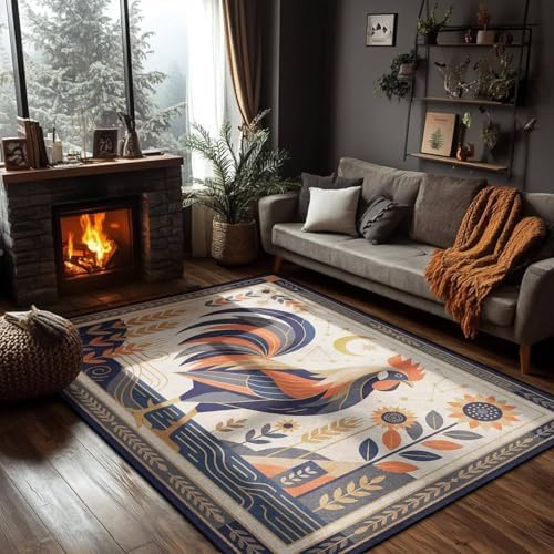 Blue Chicken Rug Amazon.com: Lgglovelin Modern Farmhouse Rooster Area Rug, 1.5'x2.5 ...