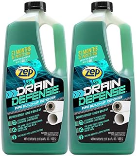 Zep Drain Defense Pipe Build-Up Remover - 64 Ounces (Case of 2) ZLDC648 - Professional Strength Liquid Pipe Build Up Remover