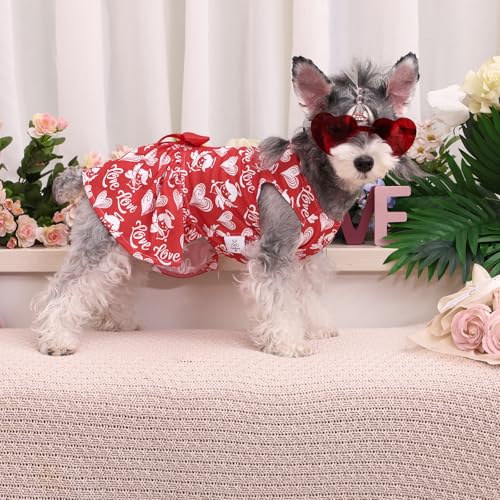 Image of CuteBone Dog Mesh Dress Valentine's Day Puppy Sundress Pet Outfit Summer Fashion for Small Dogs Girl Cat Clothes